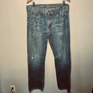 American Eagle Jeans Men Original Boot Distressed Denim Cotton Casual 34/36